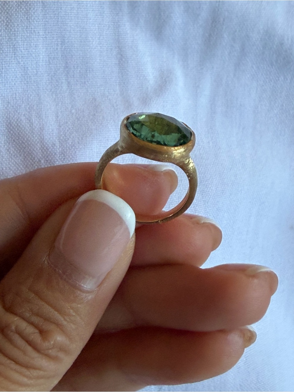 Marco Bicego Jaipur 18K Yellow Gold Green Tourmaline Rose Cut Ring Size 4.25 - Picture 8 of 16